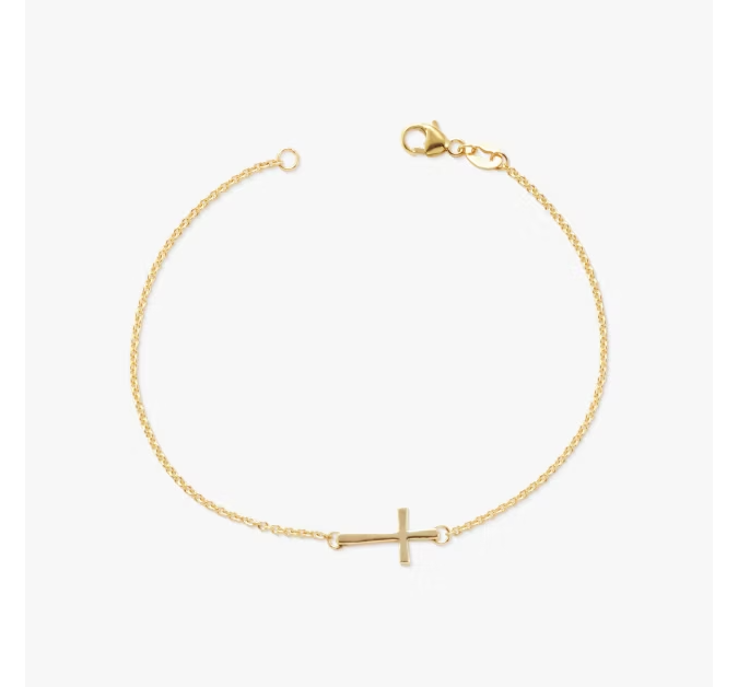Petite Latin Cross Link Bracelet