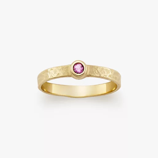 Petite Hammered Gemstone Ring