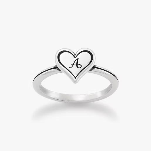 Delicate Heart Initial Ring