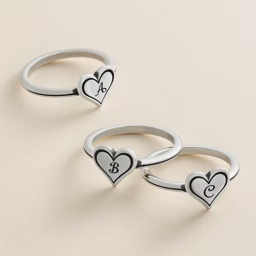 Delicate Heart Initial Ring