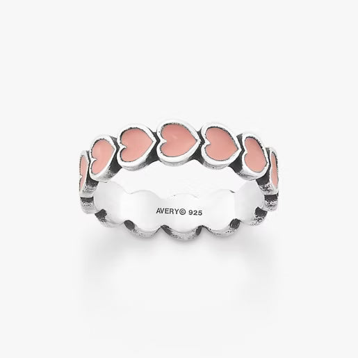 Enamel Connected Hearts Ring
