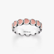Enamel Connected Hearts Ring