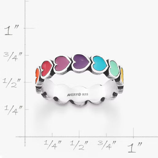 Enamel Connected Hearts Ring