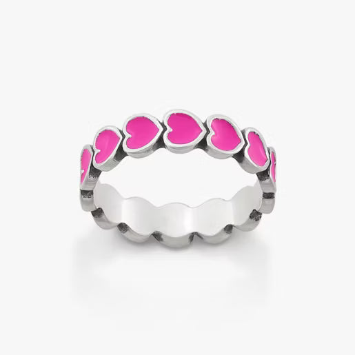 Enamel Connected Hearts Ring