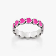 Enamel Connected Hearts Ring