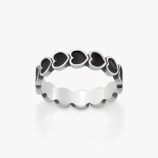 Enamel Connected Hearts Ring