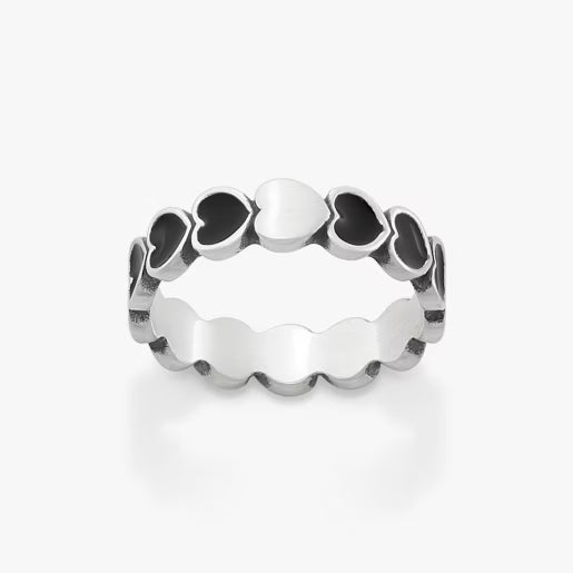 Enamel Connected Hearts Ring
