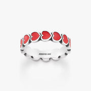 Enamel Connected Hearts Ring