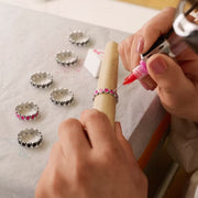 Enamel Connected Hearts Ring