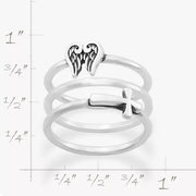Angel Wings and Horizon Cross Ring Set
