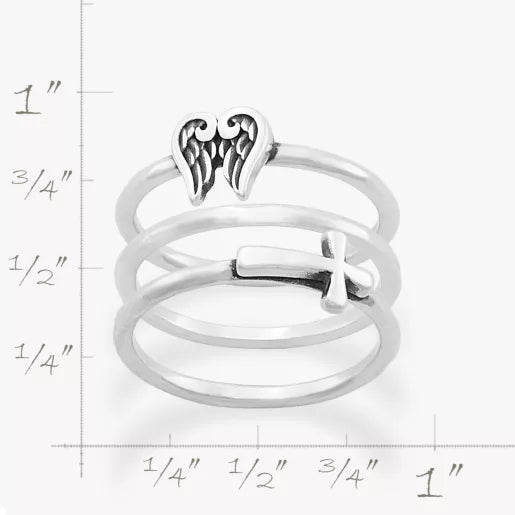 Angel Wings and Horizon Cross Ring Set