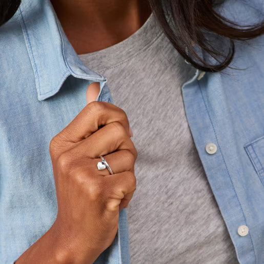 Mini Heart Charm Dangle Ring