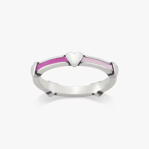 Enamel Band with Hearts Ring