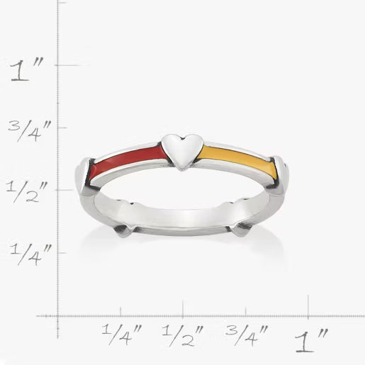 Enamel Band with Hearts Ring