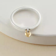 Petite Heart of Gold Dangle Ring