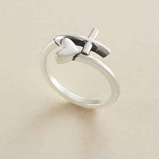 Delicate Heart Initial Ring