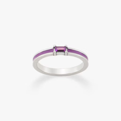 Enamel Gemstone Stacker Ring