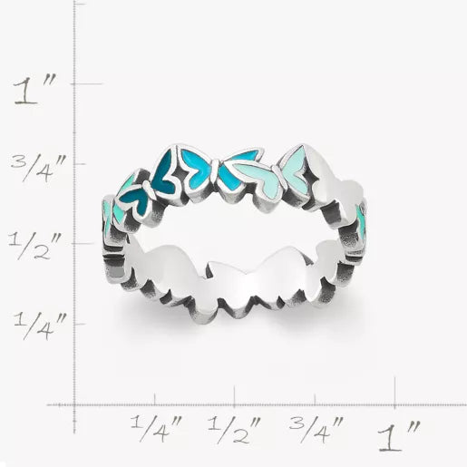 Enamel Connected Butterflies Ring