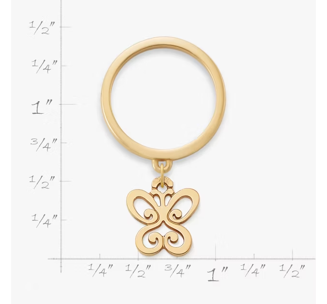 Small Spring Butterfly Charm Dangle Ring