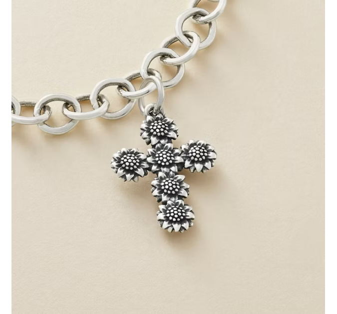 Sunflower Cross Charm