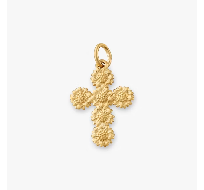 Sunflower Cross Charm