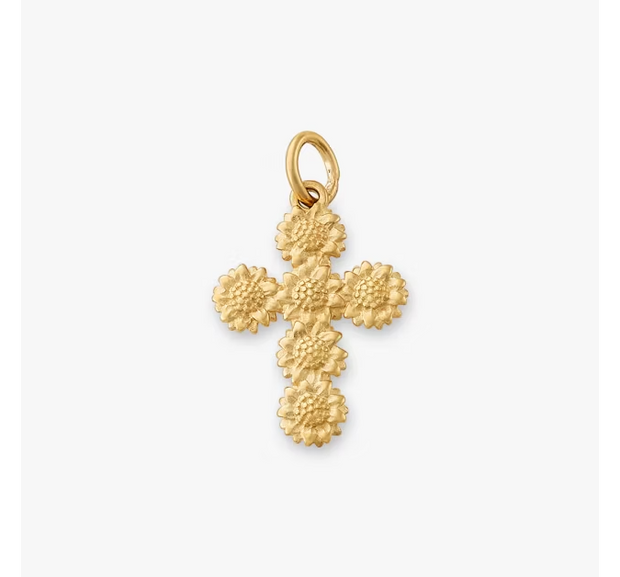Sunflower Cross Charm