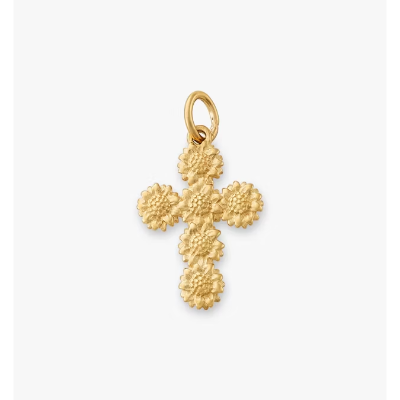 Sunflower Cross Charm