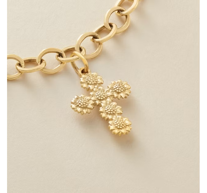 Sunflower Cross Charm