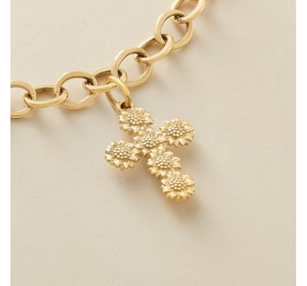 Sunflower Cross Charm