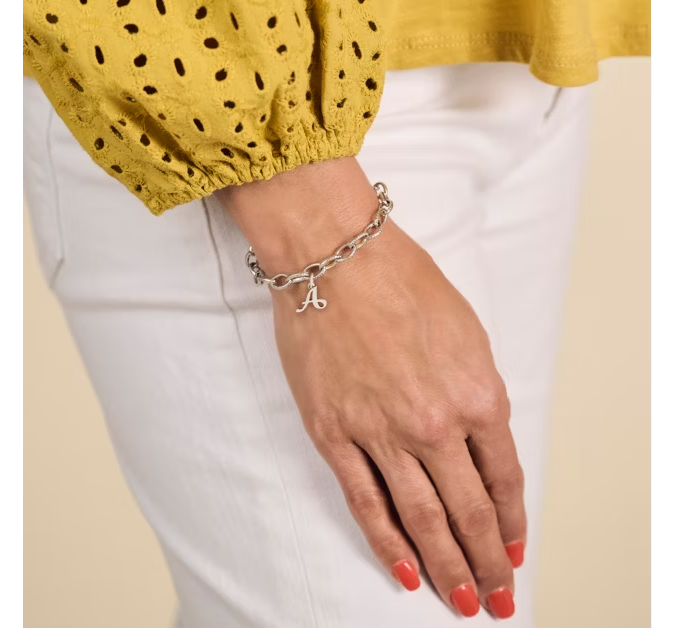 Textured Oval Charm Bracelet