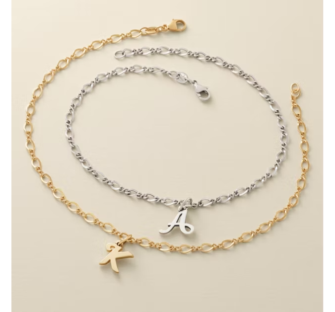 Small Script Initial Anklet