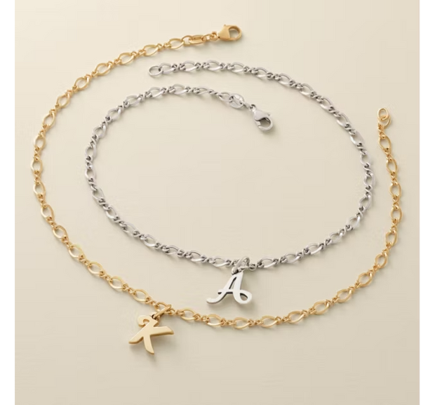 Small Script Initial Anklet