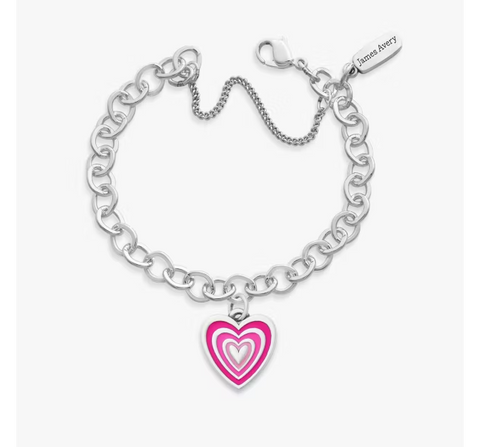Enamel Radiant Heart Charm Bracelet