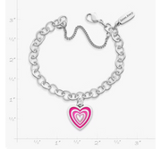Enamel Radiant Heart Charm Bracelet