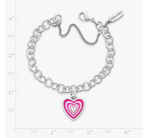 Enamel Radiant Heart Charm Bracelet
