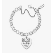 You Are Always in My Heart Charm on Forged Link Charm Bracelet