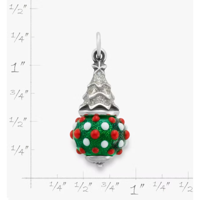 Enamel Glitter Christmas Tree Art Glass Charm