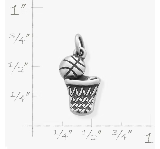 Basketball and Hoop Charm