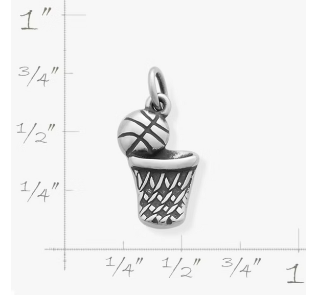 Basketball and Hoop Charm