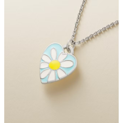 Enamel Daisy Heart Charm