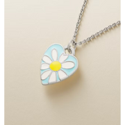Enamel Daisy Heart Charm