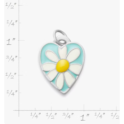Enamel Daisy Heart Charm