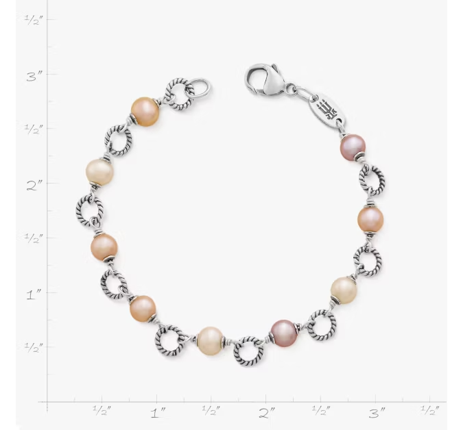 Twisted Wire Link Bracelet with Multi-Colored Cultured Pearls