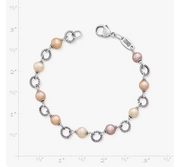 Twisted Wire Link Bracelet with Multi-Colored Cultured Pearls