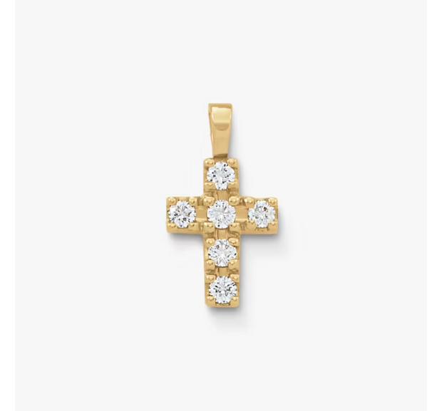 Petite Latin Cross Pendant with Diamonds