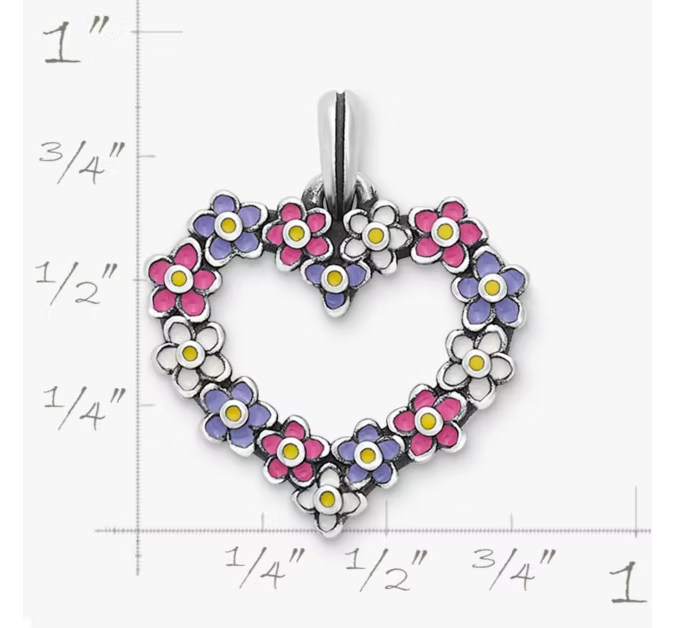 Enamel Floral Heart Wreath Pendant