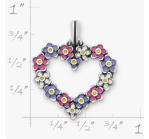 Enamel Floral Heart Wreath Pendant
