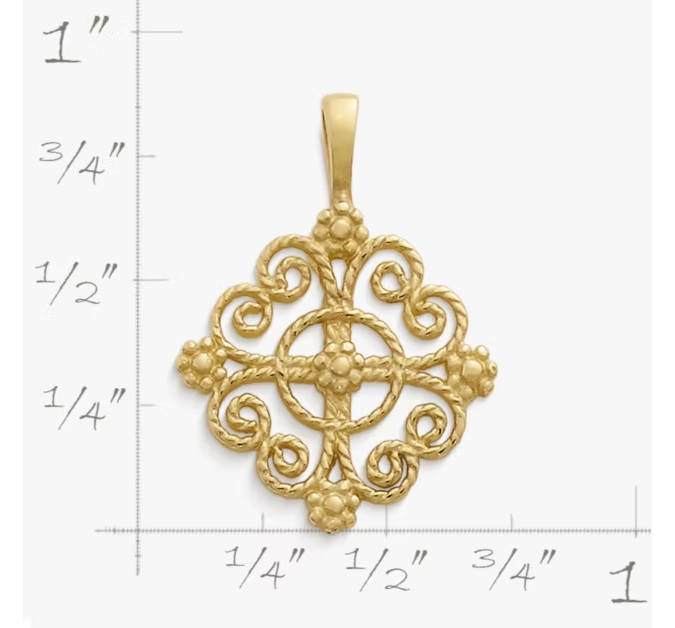 Twisted Wire Lacy Cross Pendant