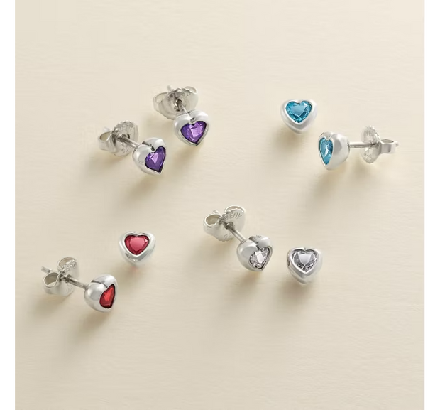 Heart Gemstone Studs