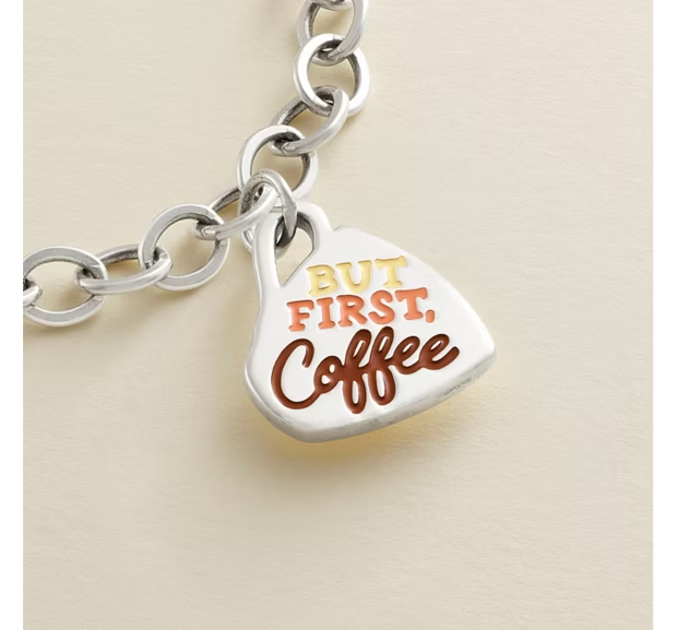 Enamel But First Coffee Charm